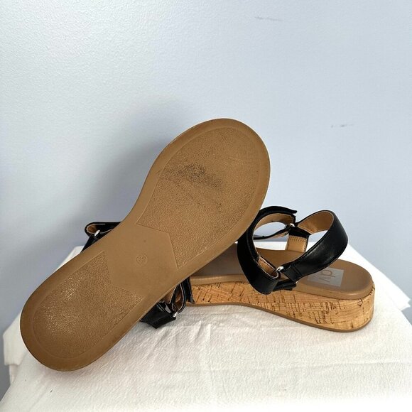 DV Dolce Vita Women’s Saedey Velcro Cork Platform Sandals 8 Black Adjustable - Picture 8 of 9